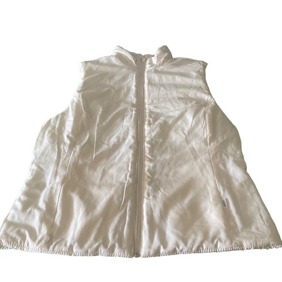 Loft Outlet Women's Ivory Puffer Vest Zip Up Front Zip Pockets Size Medium - Picture 8 of 10